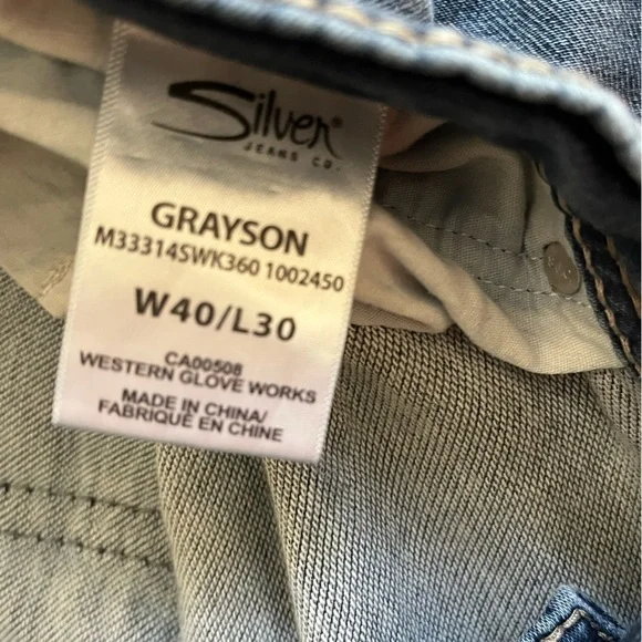 Men’s Silver Jeans Grayson Straight Leg 40 x 30 - Picture 7 of 9